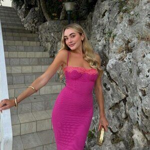 HOUSE OF CB Aiza Lace Trimmed Maxi Dress XS